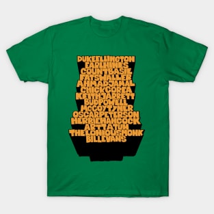 Jazz Legends in Type: The Jazz Pianists T-Shirt